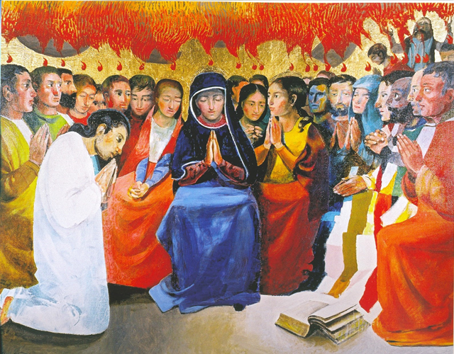 Pentecoste, Arcabas (Jean-Marie Pirot), 114 x 146 cm, olio su tela, Monastero Notre-Dame du Cénacle, Lione, Francia, 2005.