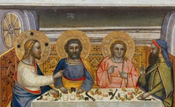 Cena in casa del fariseo, dipinto della scuola di Giovanni da Milano (secolo XIV). Vaticano, Pinacoteca