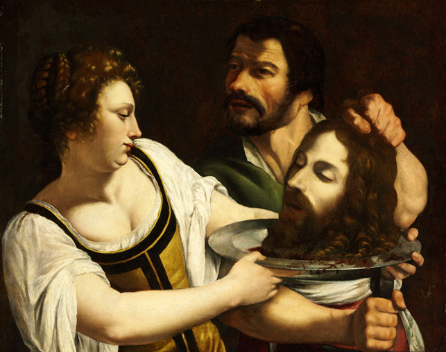 Artemisia Gentileschi (1593–1653), Salome with the Head of Saint John the Baptist (1610-15), oil on canvas, 84 × 92 cm, Szépművészeti Múzeum, Budapest.