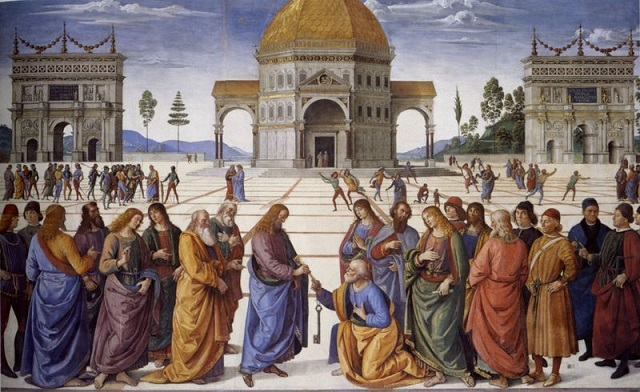 Pietro Perugino, Cristo consegna le chiavi a Pietro, ca. 1481–83, Cappella Sistina